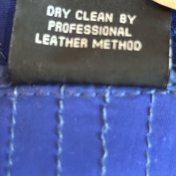 Le Fee Verte Royal Blue Draped & Pleated Genuine Leather Jacket Size Small - Picture 10 of 12